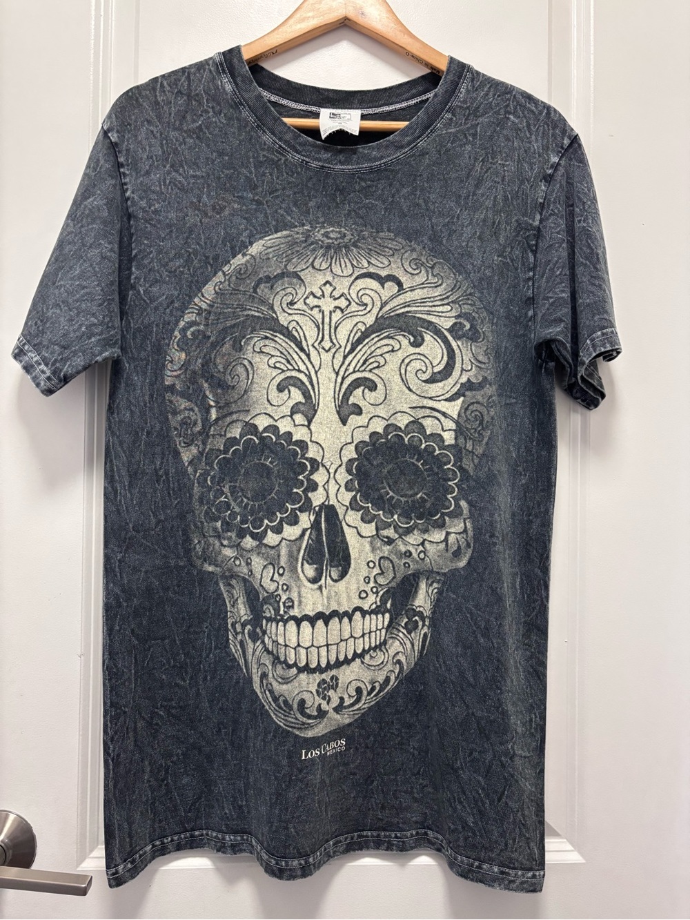 Men's Black Graphic Skull Short-Sleeve Tee
